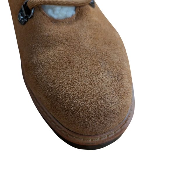 Marc Fisher Isalia Combat Boot Tan Suede with Faux Shearling Lining Size 8.5 - Picture 5 of 10